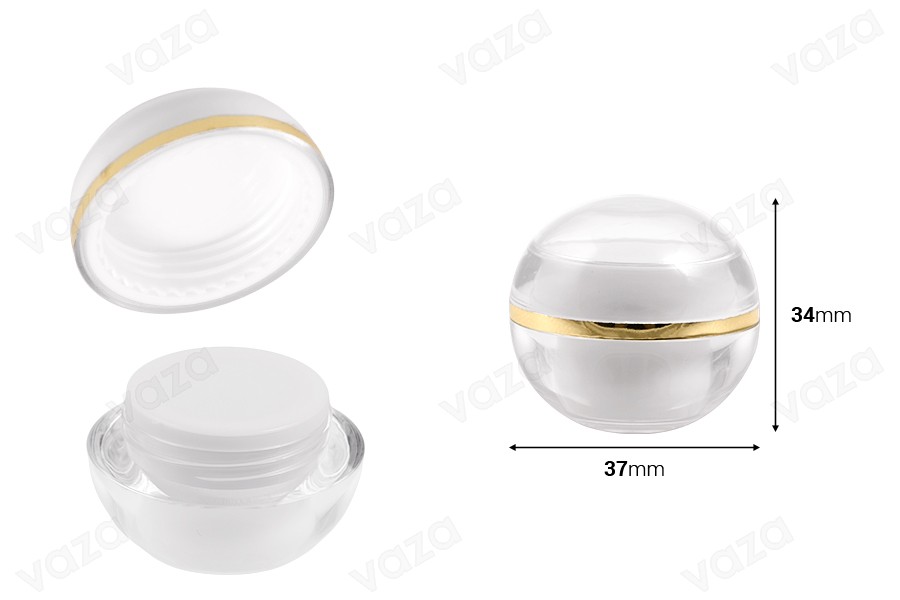 Petit pot rond de luxe de 5ml en acrylique avec joint intérieur sur le couvercle et plastique sur le pot - 12 pcs Petit pot rond de luxe de 5ml en acrylique avec joint intérieur sur le couvercle et plastique sur le pot - 12 pcs-εικόνα_διαστάσεις