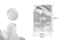 Συσκευασία (ασκός) αλουμινίου τύπου Doy Pack 500 ml με πλαϊνό λευκό καπάκι ασφαλείας - 50 τμχ-εικόνα_διαστάσεις