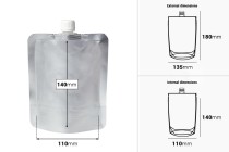 Aluminum Doypack stand-up spout pouch, 300 ml with a white cap  - 50 pcs-image_dimensions