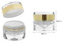 Barattolo di lusso in acrilico a doppio fondo trasparente e color oro da 30 ml per crema, con coperchio in acrilico e guarnizione in plastica Barattolo di lusso in acrilico a doppio fondo trasparente e color oro da 30 ml per crema, con coperchio in acrilico e guarnizione in plastica