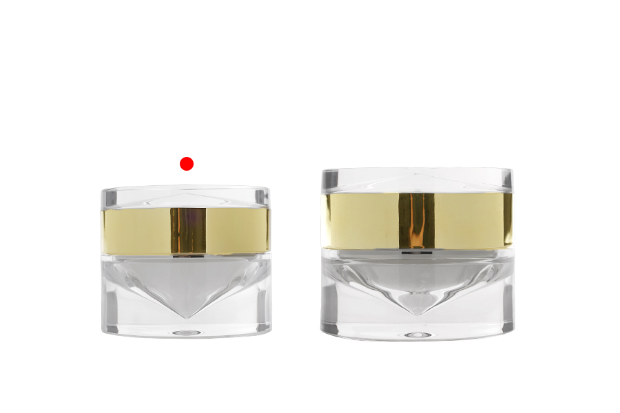 Barattolo di lusso in acrilico a doppio fondo trasparente e color oro da 30 ml per crema, con coperchio in acrilico e guarnizione in plastica Barattolo di lusso in acrilico a doppio fondo trasparente e color oro da 30 ml per crema, con coperchio in acrilico e guarnizione in plastica