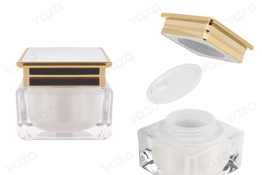 Luxury acrylic jar 30 ml for cream in pearl color with plastic gasket Luxury acrylic jar 30 ml for cream in pearl color with plastic gasket-image_product