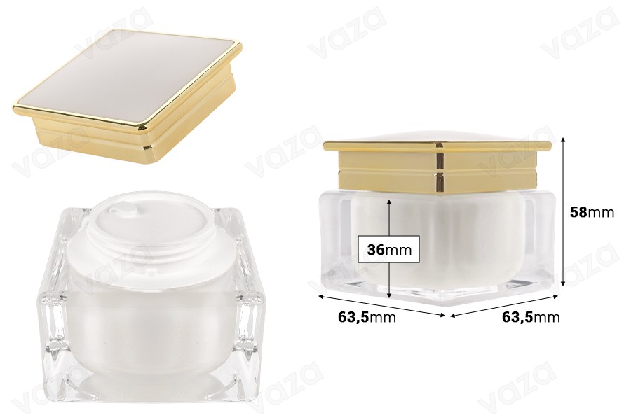 Luxury acrylic jar 30 ml for cream in pearl color with plastic gasket Luxury acrylic jar 30 ml for cream in pearl color with plastic gasket-image_dimensions