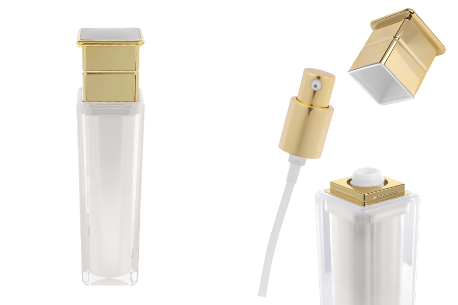 Luxury acrylic bottle 100 ml in pearl color with cream pump and cap
