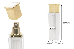Luxuriöse Acrylflasche 100 ml in Perlmuttfarbe mit Cremepumpe und Verschluss-bildabmessungen