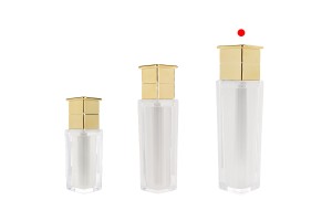 Luxuriöse Acrylflasche 100 ml in Perlmuttfarbe mit Cremepumpe und Verschluss-bildgruppe