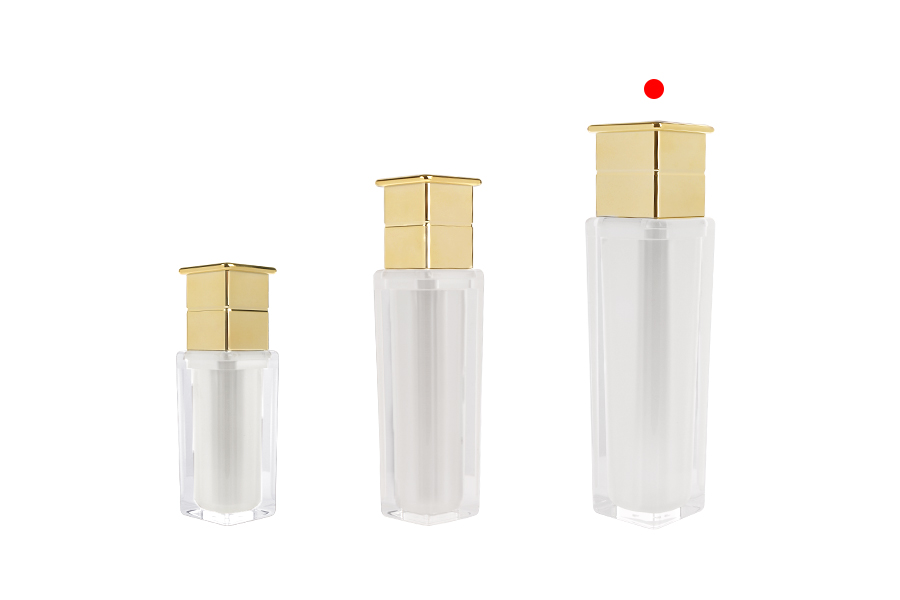 Luxury acrylic bottle 100 ml in pearl color with cream pump and cap