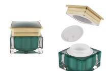 Barattolo acrilico di lusso da 30 ml per crema color smeraldo con guarnizione in plastica