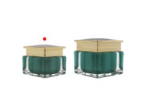 Barattolo acrilico di lusso da 30 ml per crema color smeraldo con guarnizione in plastica