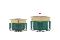 Barattolo acrilico di lusso da 50 ml per crema color smeraldo con guarnizione in plastica