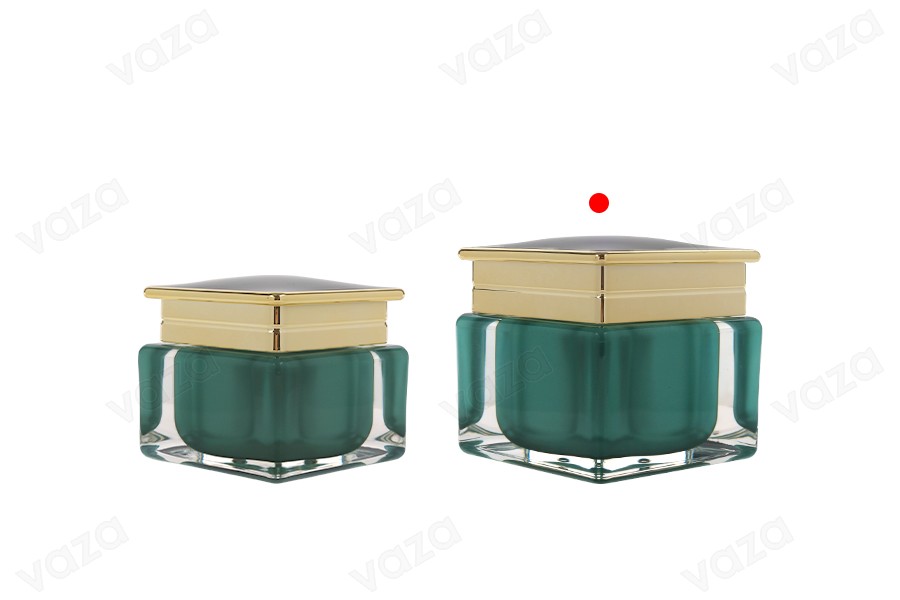 Luxury acrylic jar 50 ml for cream in emerald color with plastic gasket Luxury acrylic jar 50 ml for cream in emerald color with plastic gasket-image_group