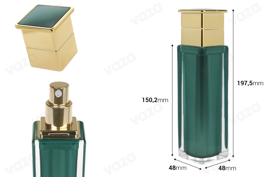 Ακρυλικό μπουκαλάκι πολυτελείας 100 ml σε σμαραγδί χρώμα με αντλία κρέμας και καπάκι Ακρυλικό μπουκαλάκι πολυτελείας 100 ml σε σμαραγδί χρώμα με αντλία κρέμας και καπάκι-εικόνα_διαστάσεις