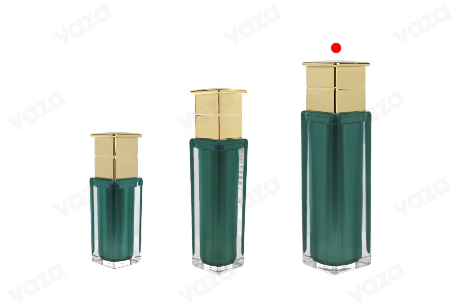 Ακρυλικό μπουκαλάκι πολυτελείας 100 ml σε σμαραγδί χρώμα με αντλία κρέμας και καπάκι Ακρυλικό μπουκαλάκι πολυτελείας 100 ml σε σμαραγδί χρώμα με αντλία κρέμας και καπάκι-εικόνα_σύνθεση