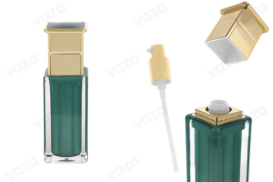 Ακρυλικό μπουκαλάκι πολυτελείας 30 ml σε σμαραγδί χρώμα με αντλία κρέμας και καπάκι Ακρυλικό μπουκαλάκι πολυτελείας 30 ml σε σμαραγδί χρώμα με αντλία κρέμας και καπάκι-εικόνα_προϊοντική