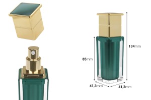 Ακρυλικό μπουκαλάκι πολυτελείας 30 ml σε σμαραγδί χρώμα με αντλία κρέμας και καπάκι-εικόνα_διαστάσεις