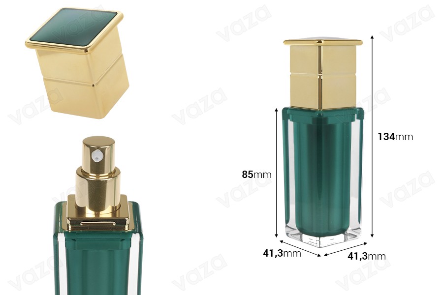 Ακρυλικό μπουκαλάκι πολυτελείας 30 ml σε σμαραγδί χρώμα με αντλία κρέμας και καπάκι Ακρυλικό μπουκαλάκι πολυτελείας 30 ml σε σμαραγδί χρώμα με αντλία κρέμας και καπάκι-εικόνα_διαστάσεις