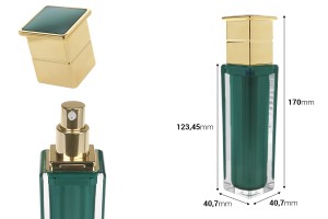 Luxuriöse Acrylflasche 50 ml in Smaragdfarbe mit Cremepumpe und Verschluss-bildabmessungen
