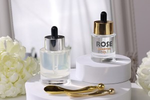 Flacone in vetro trasparente da 50 ml con contagocce e scolapiatti-εικόνα_σύνθεση