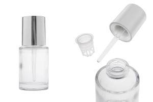 Flacone in vetro trasparente da 30 ml con contagocce argentato con pulsante e sgocciolatoio-εικόνα_προϊοντική