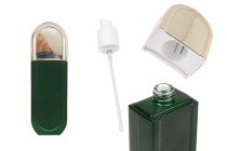 Γυάλινο μπουκάλι 100 ml σε πράσινο ματ χρώμα με λευκή αντλία και χρυσό καπάκι Γυάλινο μπουκάλι 100 ml σε πράσινο ματ χρώμα με λευκή αντλία και χρυσό καπάκι-εικόνα_προϊοντική