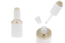 30 ml glass bottle in white color with gold - white dropper with button and drainer 30 ml glass bottle in white color with gold - white dropper with button and drainer-image_product