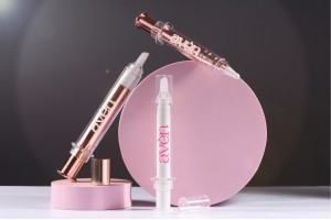 Tube - seringue acrylique 10 ml airless à usage cosmétique de couleur bronze avec bouchon-photo_groupe