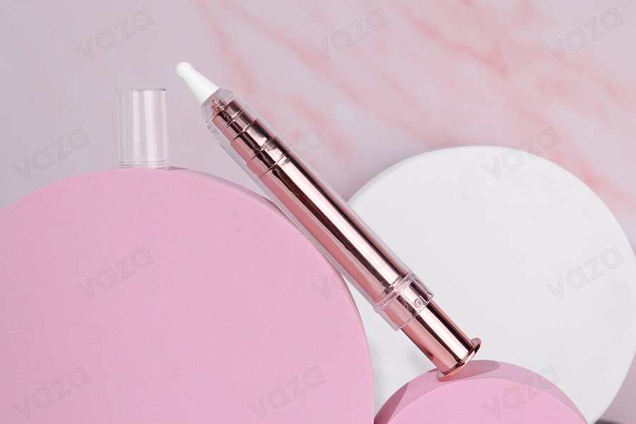 Tubo - siringa acrilica 10 ml airless per uso cosmetico color bronzo con tappo-gruppo_immagini