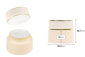 Pot de luxe de 30 ml en verre beige mat pour crème, avec couvercle et joint en plastique.-εικόνα_διαστάσεις