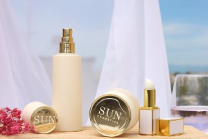 Pot de luxe de 30 ml en verre beige mat pour crème, avec couvercle et joint en plastique.-εικόνα_σύνθεση