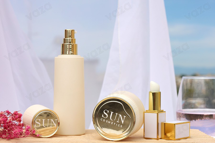 Kavanoz luksoz prej qelqi mat ngjyrë bezhë 30 ml për krem me kapak dhe tapë plastike të brëndshme Kavanoz luksoz prej qelqi mat ngjyrë bezhë 30 ml për krem me kapak dhe tapë plastike të brëndshme -imazh_grup