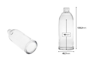 Bouteille en verre transparent 100 ml (PP 20)-photo_dimensions