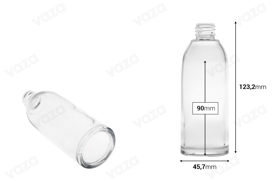 Γυάλινη διάφανη φιάλη 100 ml (PP 20)-εικόνα_διαστάσεις