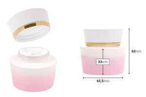 Pot en verre de luxe de 50 ml, rose et blanc, pour crème, avec couvercle en acrylique et joint en plastique.-bildabmessungen