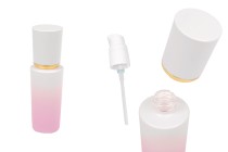 Γυάλινο μπουκάλι πολυτελείας 30 ml σε μωβ λευκό χρώμα με αντλία κρέμας και ακρυλικό καπάκι Γυάλινο μπουκάλι πολυτελείας 30 ml σε μωβ λευκό χρώμα με αντλία κρέμας και ακρυλικό καπάκι-εικόνα_προϊοντική