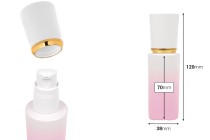 Γυάλινο μπουκάλι πολυτελείας 30 ml σε μωβ λευκό χρώμα με αντλία κρέμας και ακρυλικό καπάκι Γυάλινο μπουκάλι πολυτελείας 30 ml σε μωβ λευκό χρώμα με αντλία κρέμας και ακρυλικό καπάκι-εικόνα_διαστάσεις