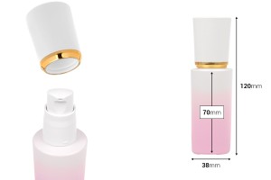 Luxuriöser 30-ml-Glasflakon in Lila-Weiß mit cremefarbener Pumpe und Acrylverschluss-εικόνα_διαστάσεις