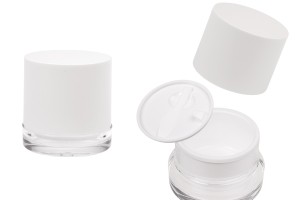 50 ml Acrylglas in Weiß mit Kunststoffdeckel, Dichtung und Spatel-εικόνα_προϊοντική