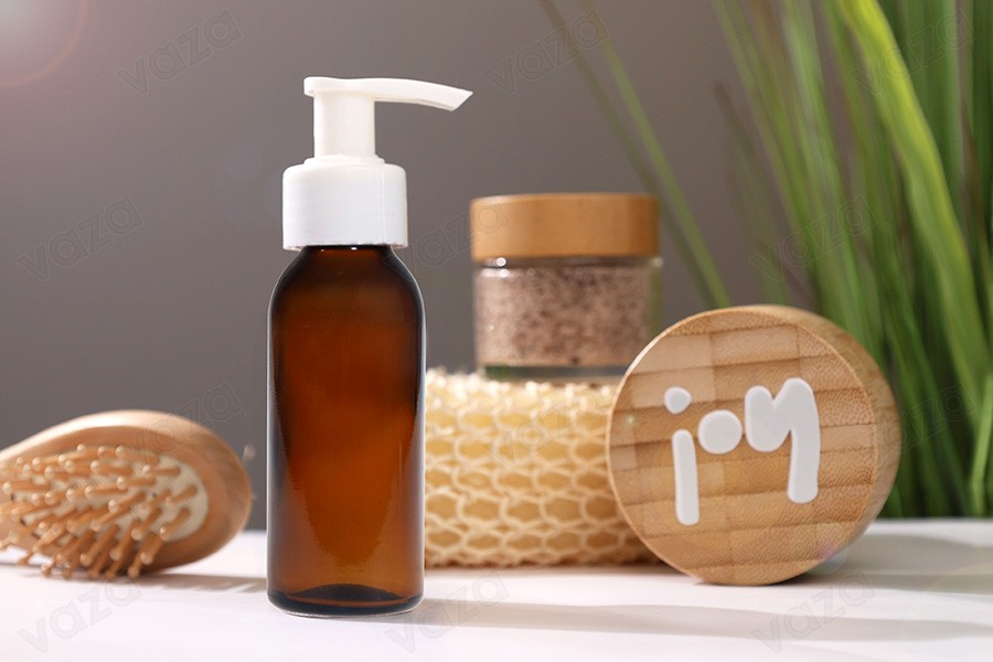 Shishe qelqi ngjyrë karamel 100 ml me grykë PP 28   -imazh_grup
