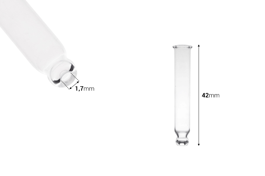 Tubo di vetro 42 mm con sfera senza graduazione per bottiglia 1020-29-10-dimensioni_immagine