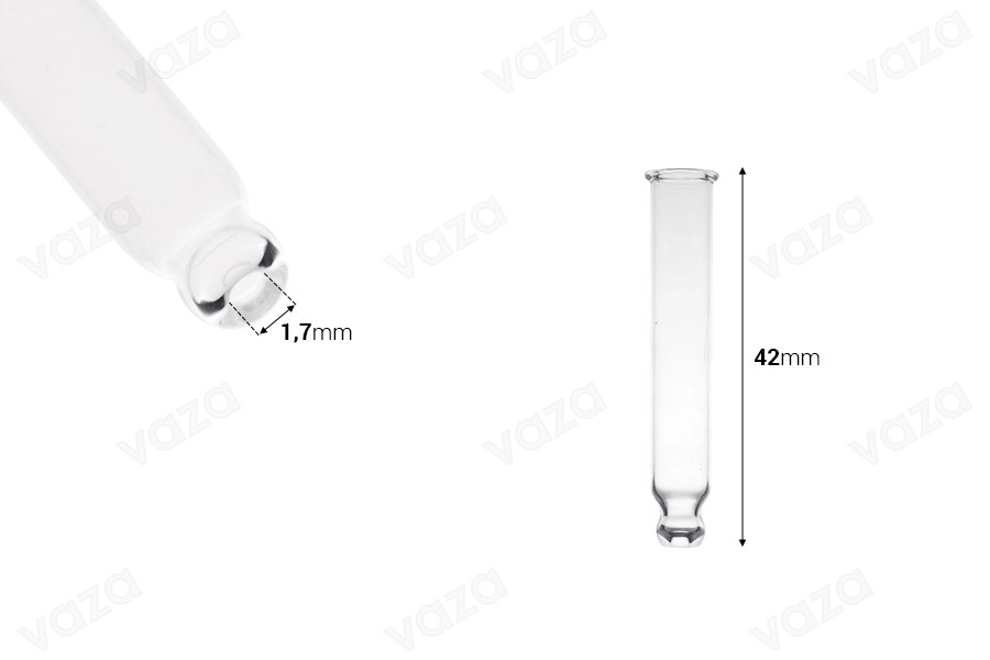 Σωλήνας γυάλινος 42 mm με μπίλια χωρίς διαβάθμιση για μπουκαλάκι 1020-29-10-εικόνα_διαστάσεις