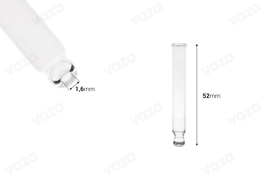 Σωλήνας γυάλινος 52 mm με μπίλια χωρίς διαβάθμιση για μπουκαλάκι 1020-29-30 Σωλήνας γυάλινος 52 mm με μπίλια χωρίς διαβάθμιση για μπουκαλάκι 1020-29-30-εικόνα_διαστάσεις