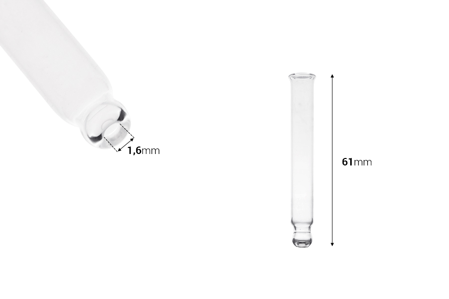 Σωλήνας γυάλινος 61 mm με μπίλια χωρίς διαβάθμιση για μπουκαλάκι 1020-29-50 Σωλήνας γυάλινος 61 mm με μπίλια χωρίς διαβάθμιση για μπουκαλάκι 1020-29-50-εικόνα_διαστάσεις