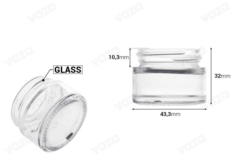 Vasetto di vetro per crema da 15 ml in vari colori - senza tappo.-dimensioni_immagine