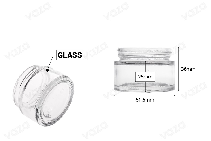 Kavanoz qelqi për krem 30 ml në ngjyra të ndryshme - pa kapak Kavanoz qelqi për krem 30 ml në ngjyra të ndryshme - pa kapak-imazh_dimensione