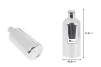 Glass bottle for essential oils 100 ml with PP18 neck in silver or gold color-image_dimensions