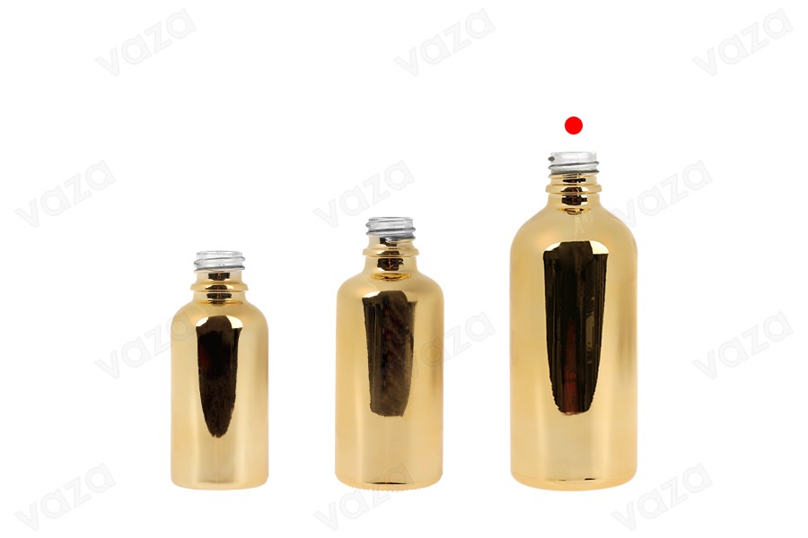 Γυάλινο μπουκαλάκι για αιθέρια έλαια 100 ml με στόμιο PP18 σε ασημί ή χρυσό χρώμα-εικόνα_σύνθεση