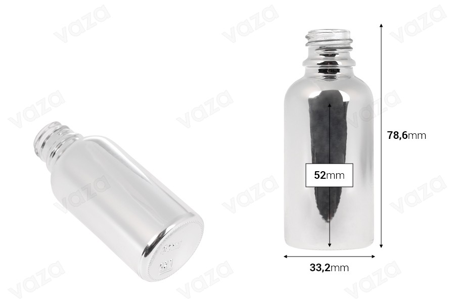 Glasflasche für ätherische Öle, 30 ml, mit PP18-Hals in Gold- oder Silberfarbe-bildabmessungen