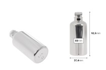 Glass bottle for essential oils 50 ml with PP18 neck in gold or silver color-image_dimensions