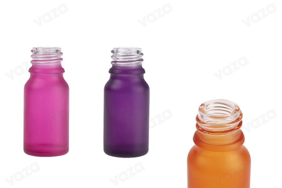 Γυάλινο μπουκαλάκι για αιθέρια έλαια 10 ml με στόμιο PP18 σε διάφορα χρώματα αμμοβολής Γυάλινο μπουκαλάκι για αιθέρια έλαια 10 ml με στόμιο PP18 σε διάφορα χρώματα αμμοβολής-εικόνα_προϊοντική