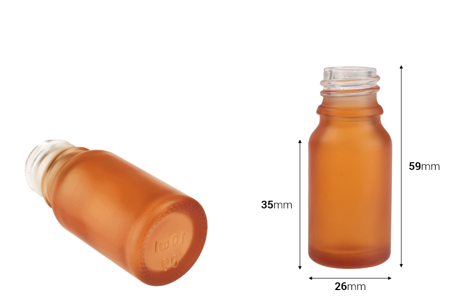 Flacone in vetro per oli essenziali da 10 ml con collo PP18 in vari colori satinati